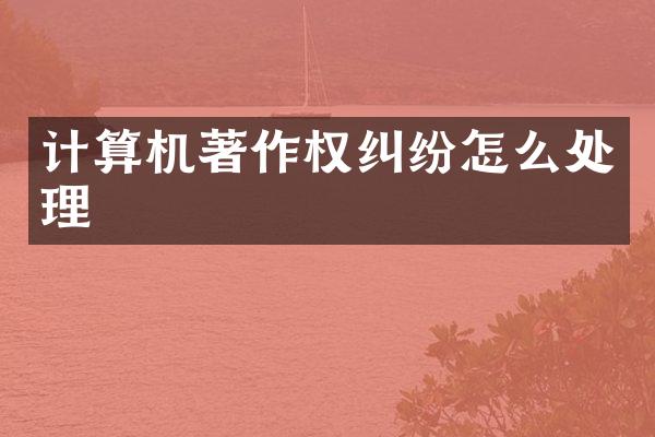 计算机著作权纠纷怎么处理