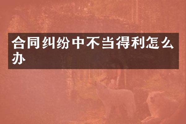 合同纠纷中不当得利怎么办