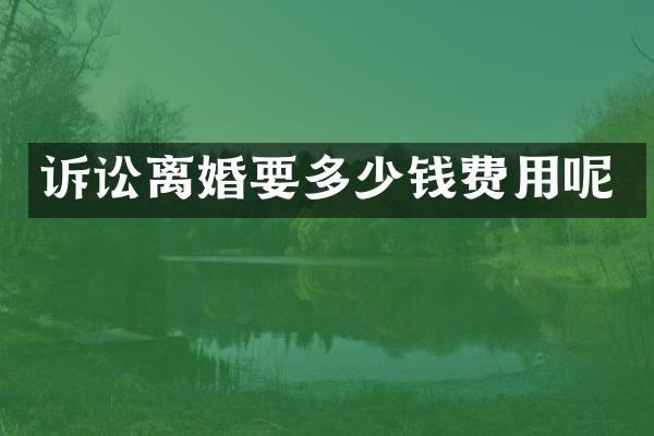诉讼离婚要多少钱费用呢