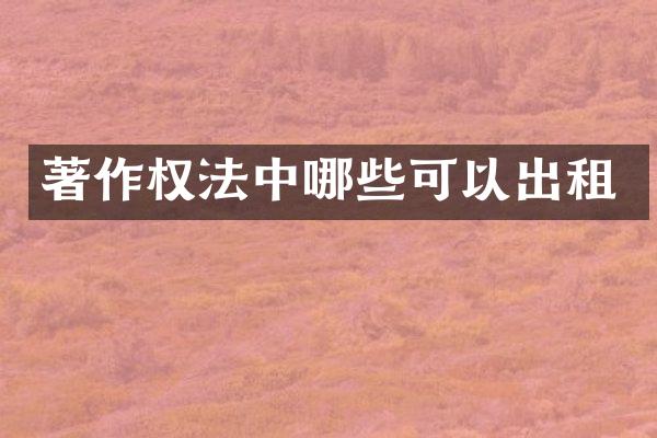 著作权法中哪些可以出租