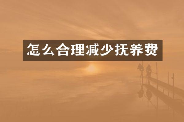 怎么合理减少抚养费