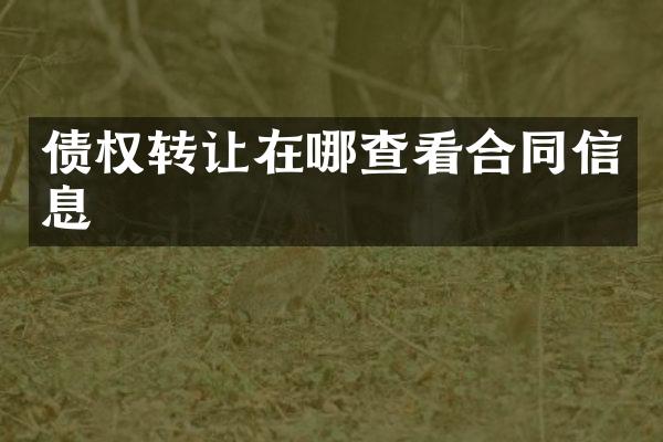 债权转让在哪查看合同信息