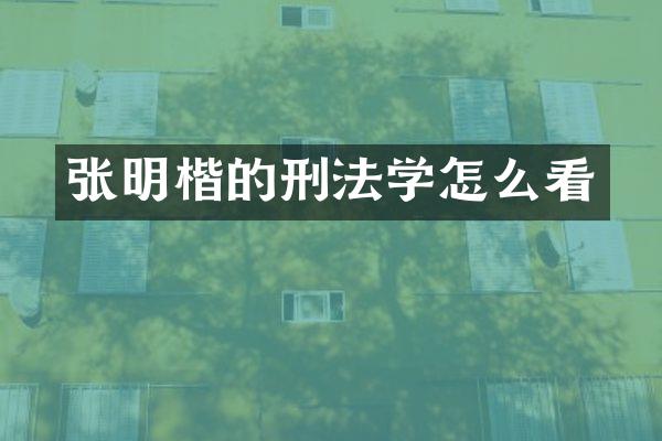 张明楷的刑法学怎么看