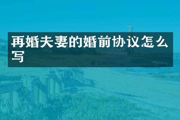 再婚夫妻的婚前协议怎么写