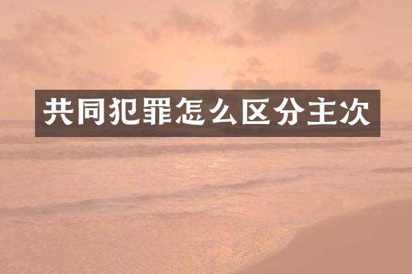 共同犯罪怎么区分主次