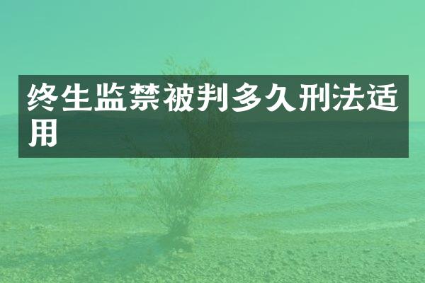 终生监禁被判多久刑法适用