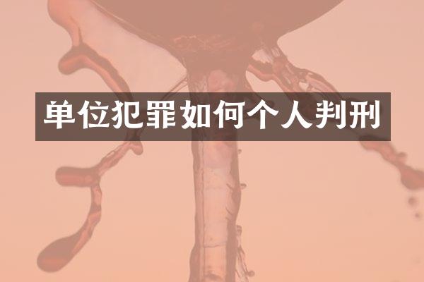 单位犯罪如何个人判刑