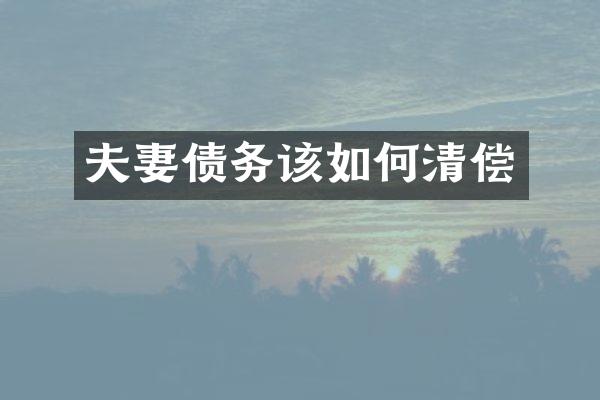 夫妻债务该如何清偿