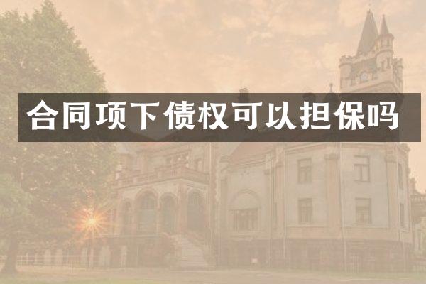 合同项下债权可以担保吗