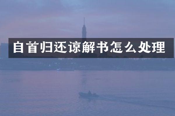 自首归还谅解书怎么处理