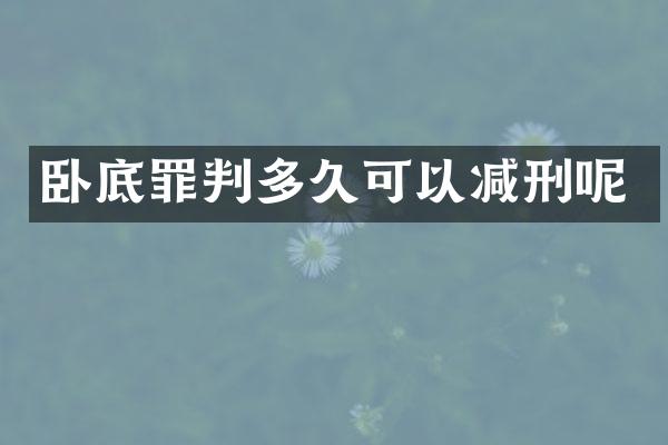 卧底罪判多久可以减刑呢
