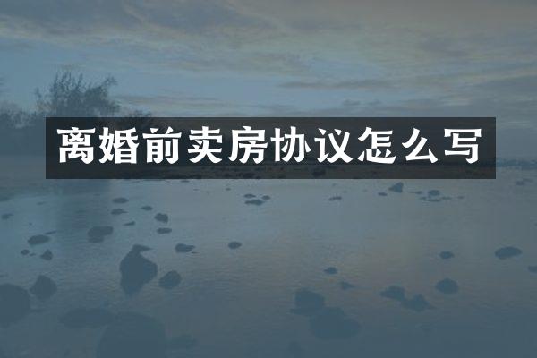 离婚前卖房协议怎么写