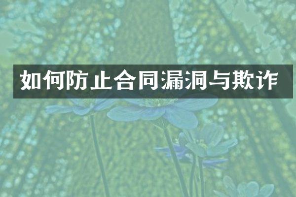 如何防止合同漏洞与欺诈