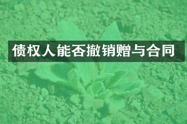 债权人能否撤销赠与合同
