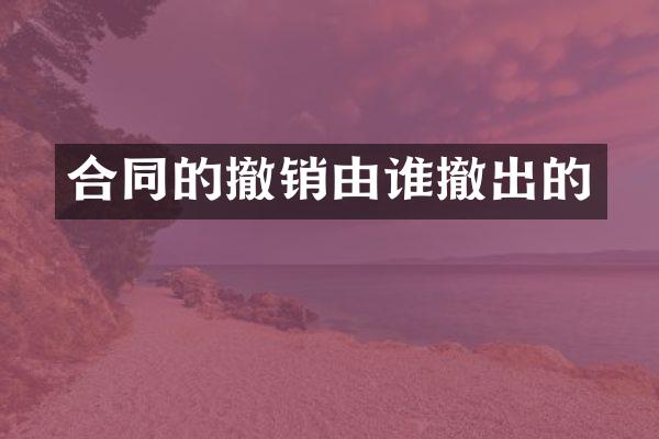 合同的撤销由谁撤出的