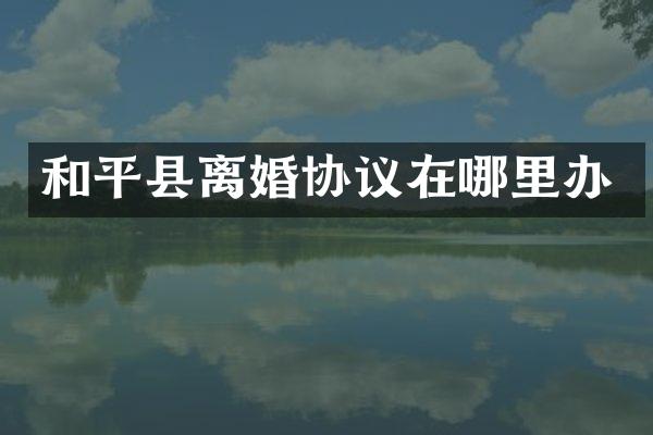 和平县离婚协议在哪里办