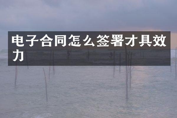 电子合同怎么签署才具效力