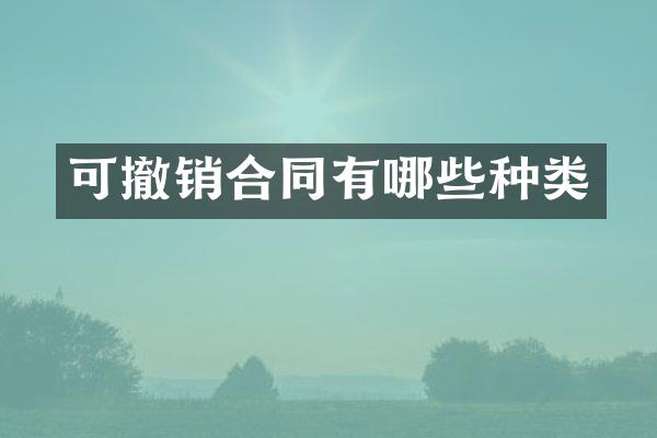 可撤销合同有哪些种类