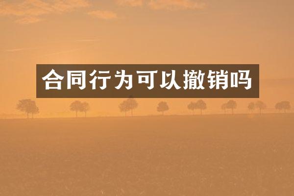 合同行为可以撤销吗