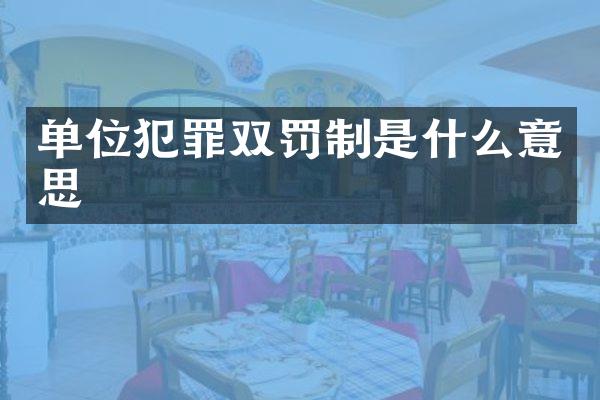 单位犯罪双罚制是什么意思