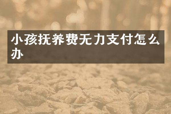 小孩抚养费无力支付怎么办