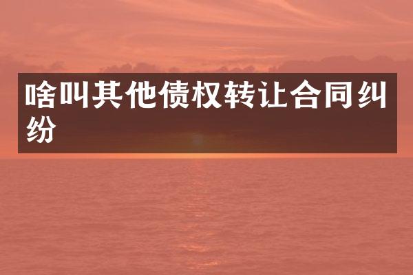 啥叫其他债权转让合同纠纷
