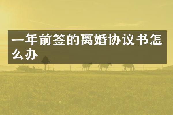 一年前签的离婚协议书怎么办