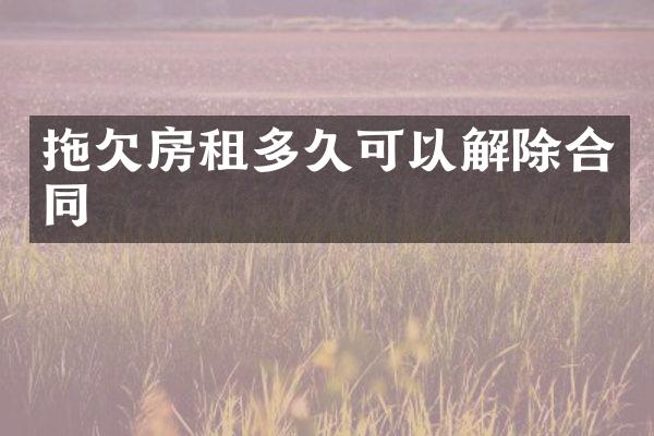 拖欠房租多久可以解除合同