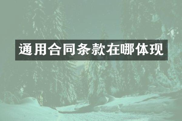 通用合同条款在哪体现