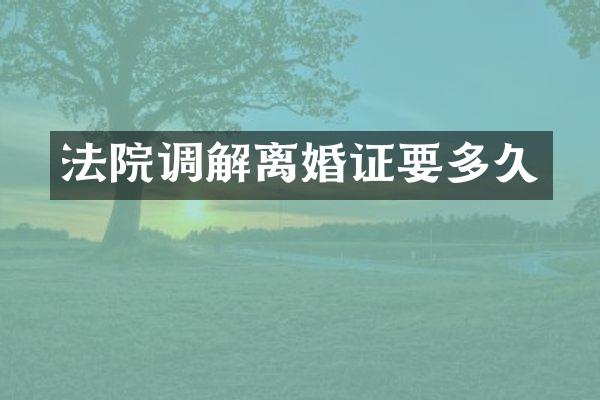 法院调解要多久