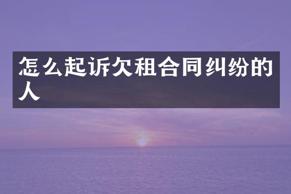 怎么起诉欠租合同纠纷的人