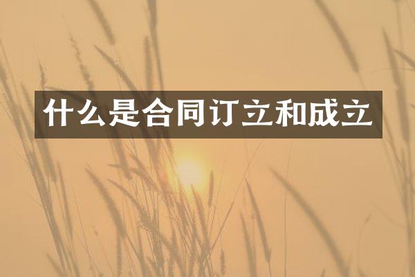 什么是合同订立和成立