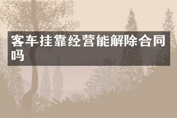 客车经营能解除合同吗