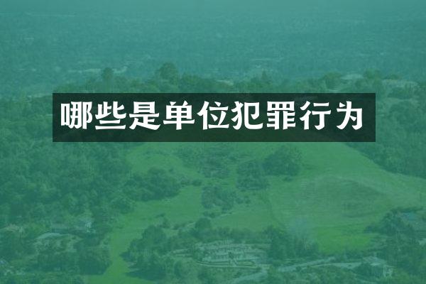 哪些是单位犯罪行为