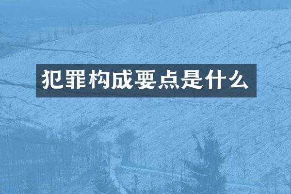 犯罪构成要点是什么