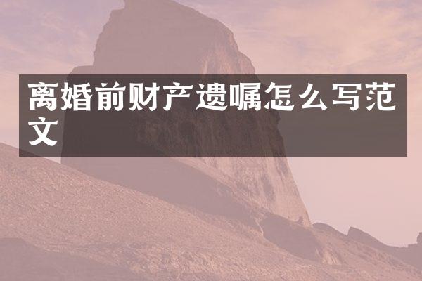 离婚前财产遗嘱怎么写范文