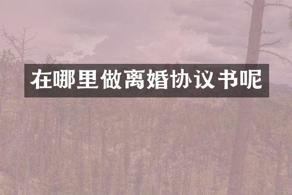 在哪里做离婚协议书呢