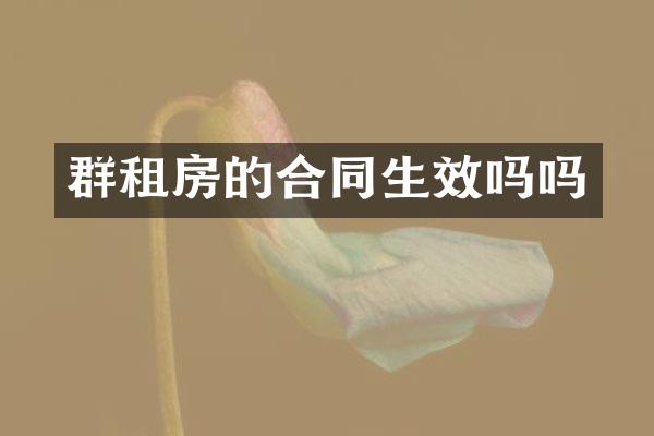 群租房的合同生效吗吗