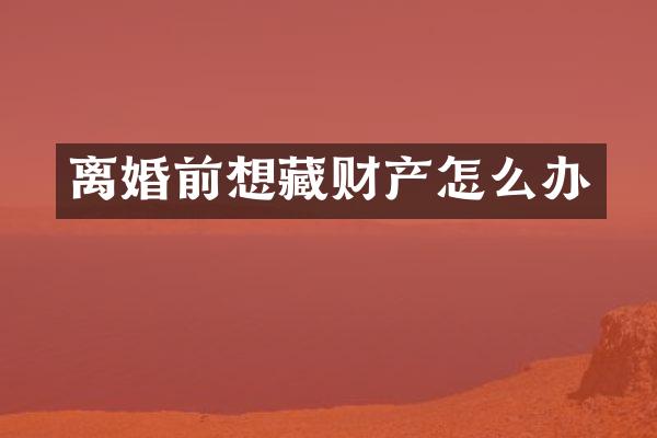 离婚前想藏财产怎么办