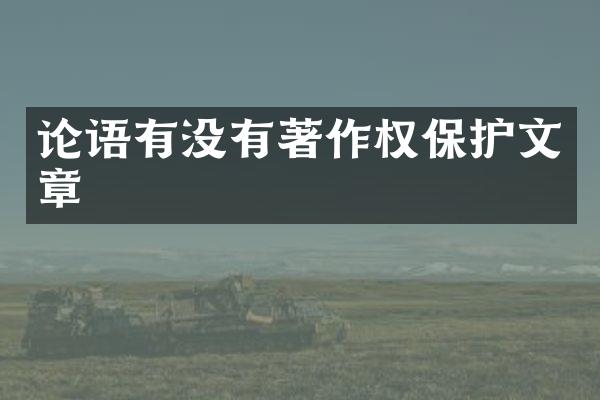 论语有没有著作权保护文章