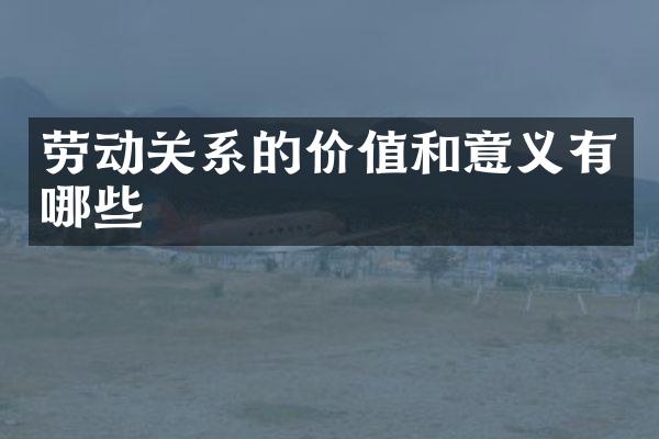 劳动关系的价值和意义有哪些