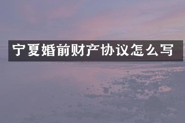 宁夏婚前财产协议怎么写