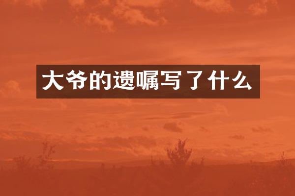 大爷的遗嘱写了什么