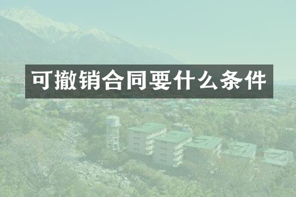 可撤销合同要什么条件