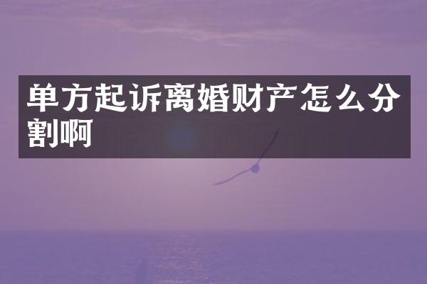 单方起诉离婚财产怎么分割啊