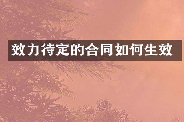 效力待定的合同如何生效