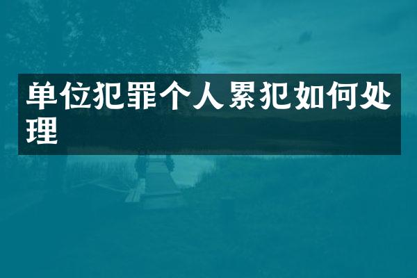 单位犯罪个人如何处理