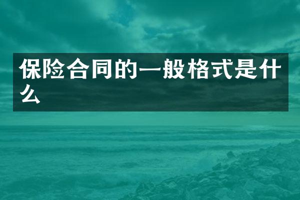 保险合同的一般格式是什么