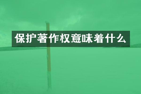保护著作权意味着什么