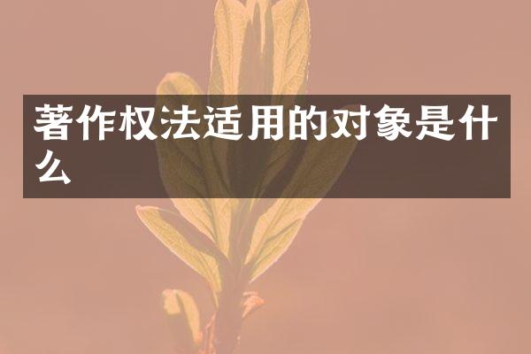 著作权法适用的对象是什么